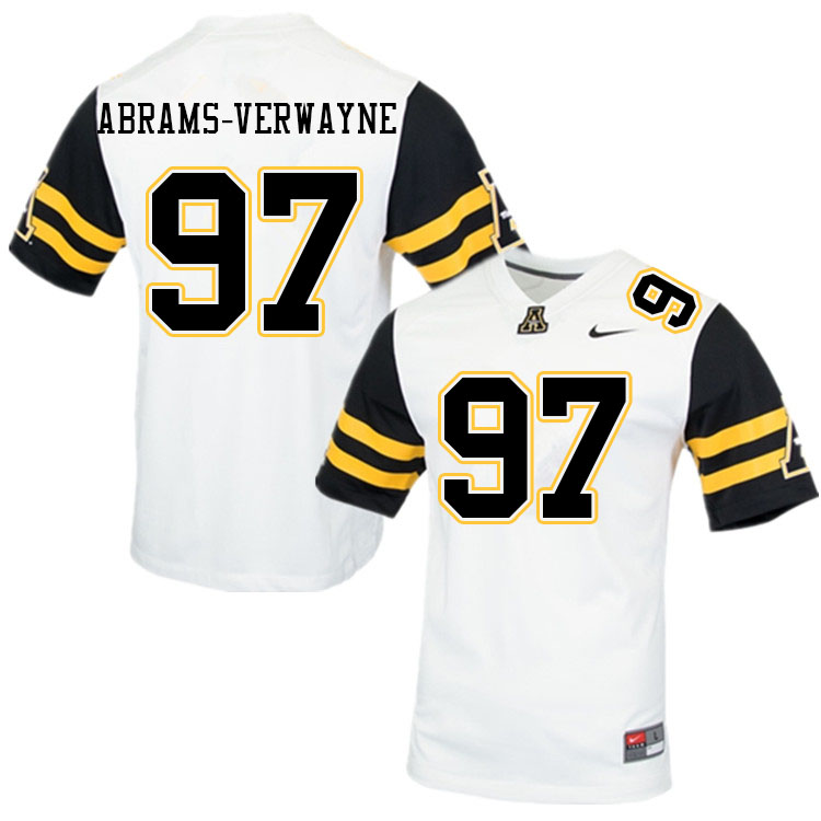 Men #97 Kevin Abrams-Verwayne Appalachian State Mountaineers College Football Jerseys Sale-White